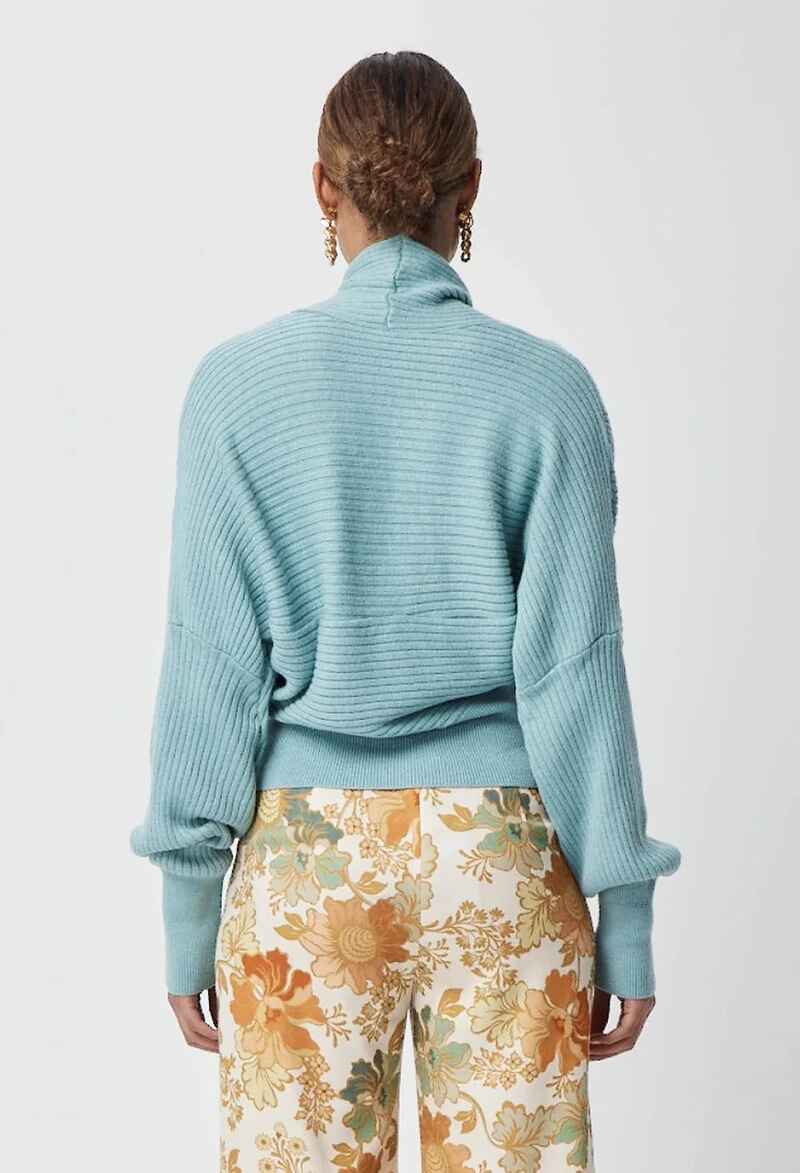 ONCE WAS Halston Wrap Top Aqua