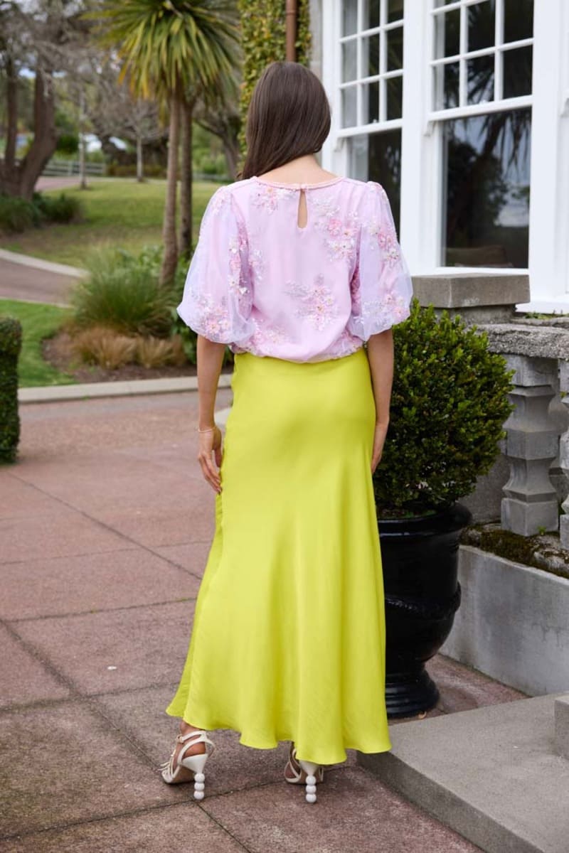 AUGUSTINE Nellie Satin Maxi Skirt Zest