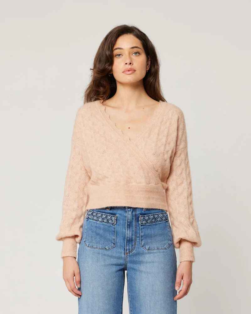 ROLLA'S Sabine Lace Knit Top Pink