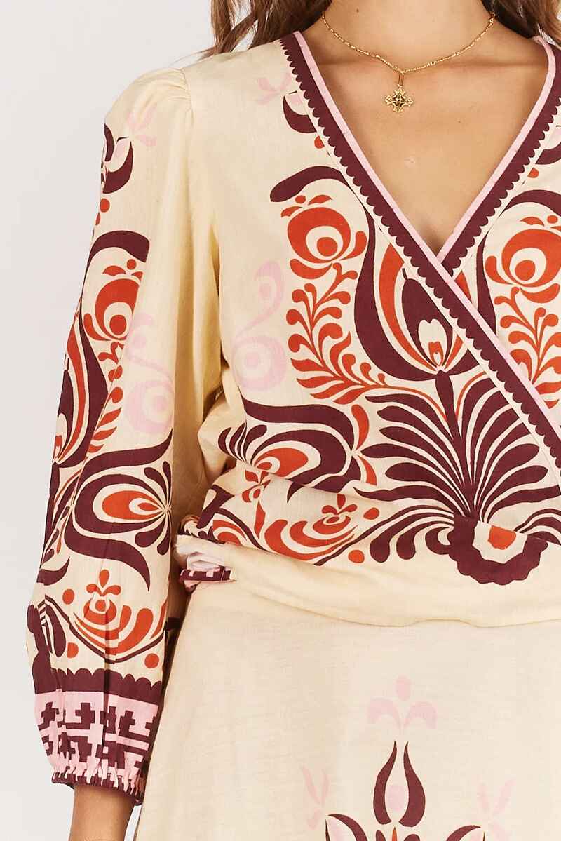 RUBYYAYA Zeezee Wrap Shirt Cream