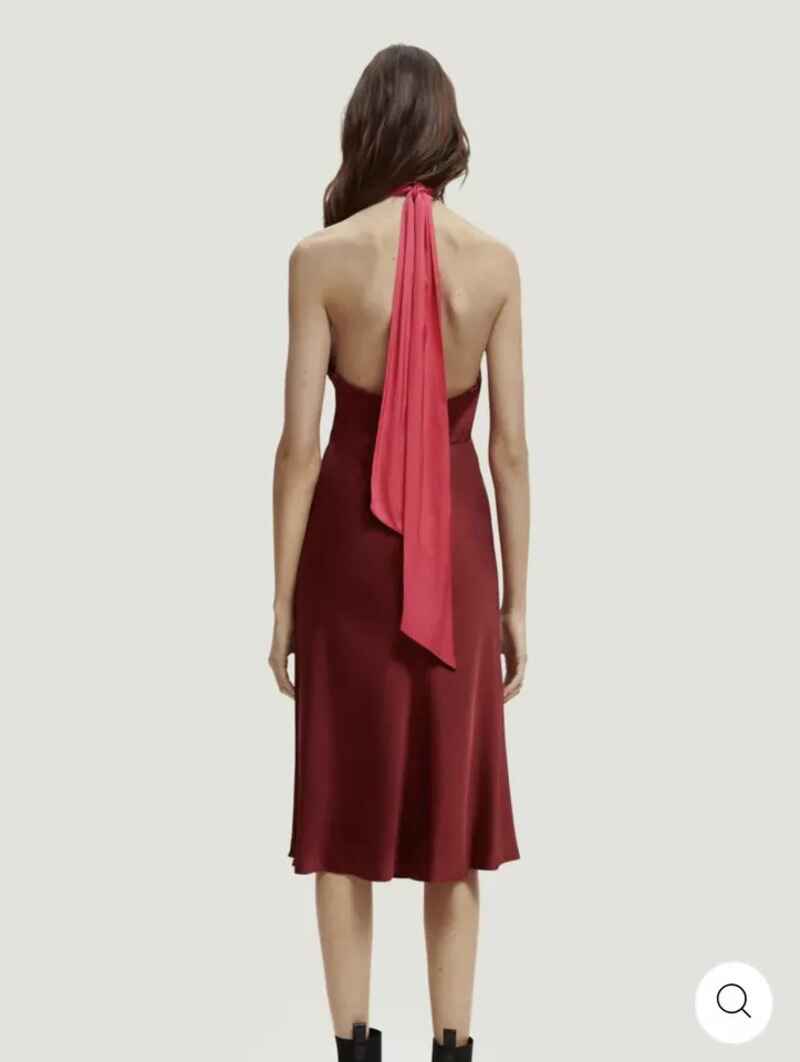 S&SODA Halter Midi Scarf Dress Rhubarb