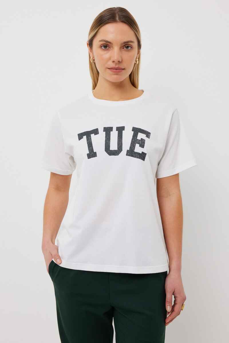 TUESDAY TUE Band Tee White