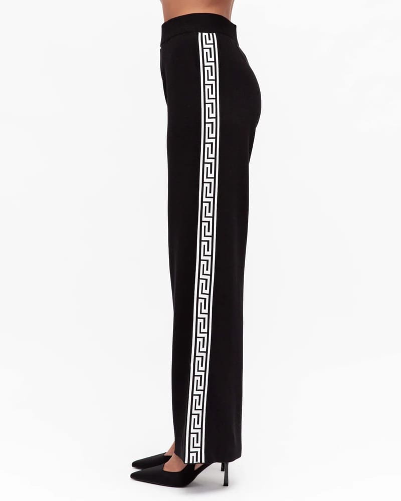 WHITE CLOSET Grecian Stripe Pants BlackW