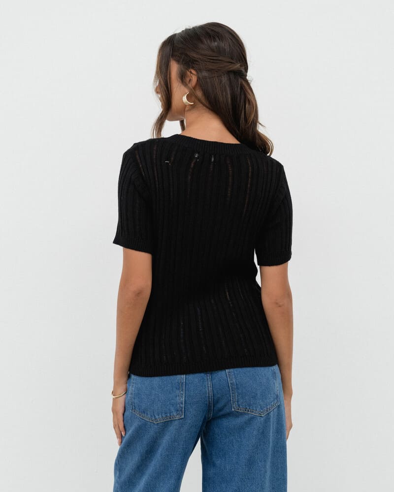 WHITE CLOSET Saffy Knit Top Black