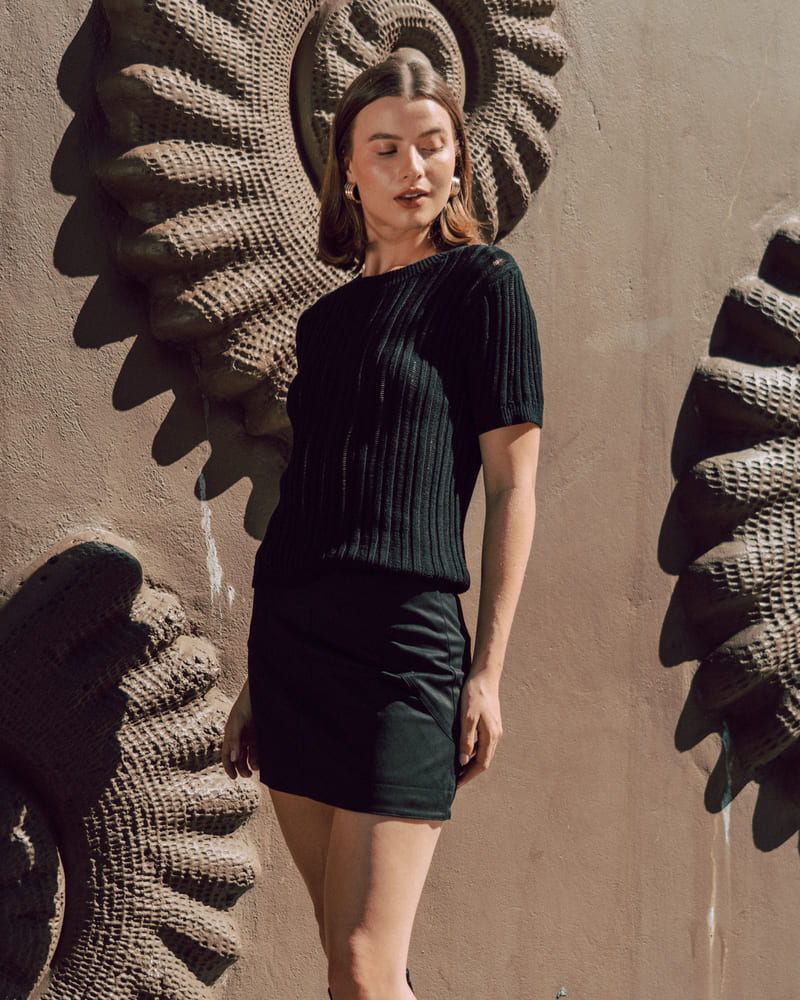 WHITE CLOSET Saffy Knit Top Black