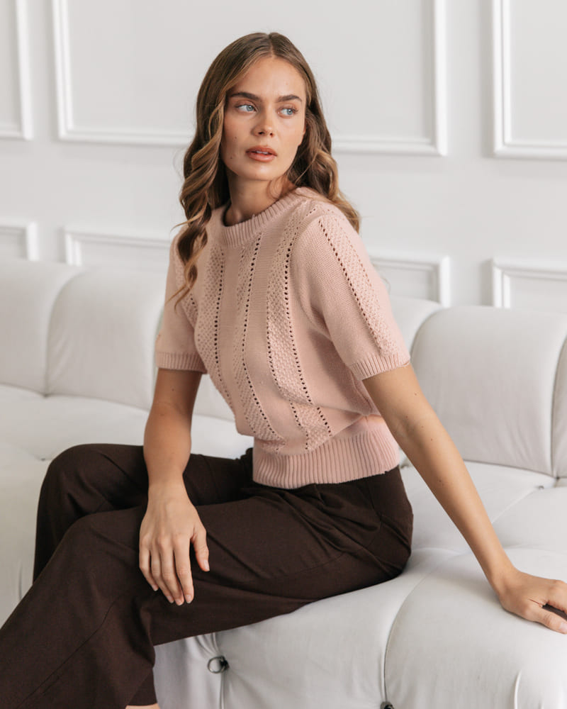 EBBY & I Taylor Knit Top Pink