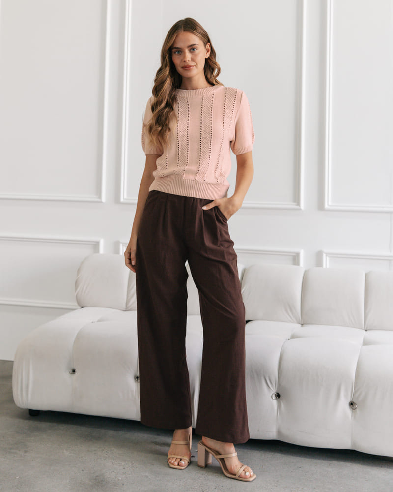 EBBY & I Taylor Knit Top Pink