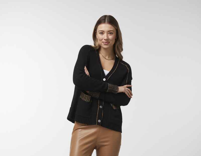 ZAK & PLO Plaited VNeck Cardy Black