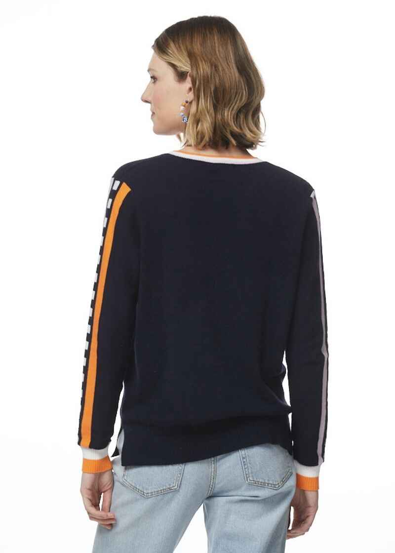 ZAK & PLO Stripe Sleeve Pullover Navy