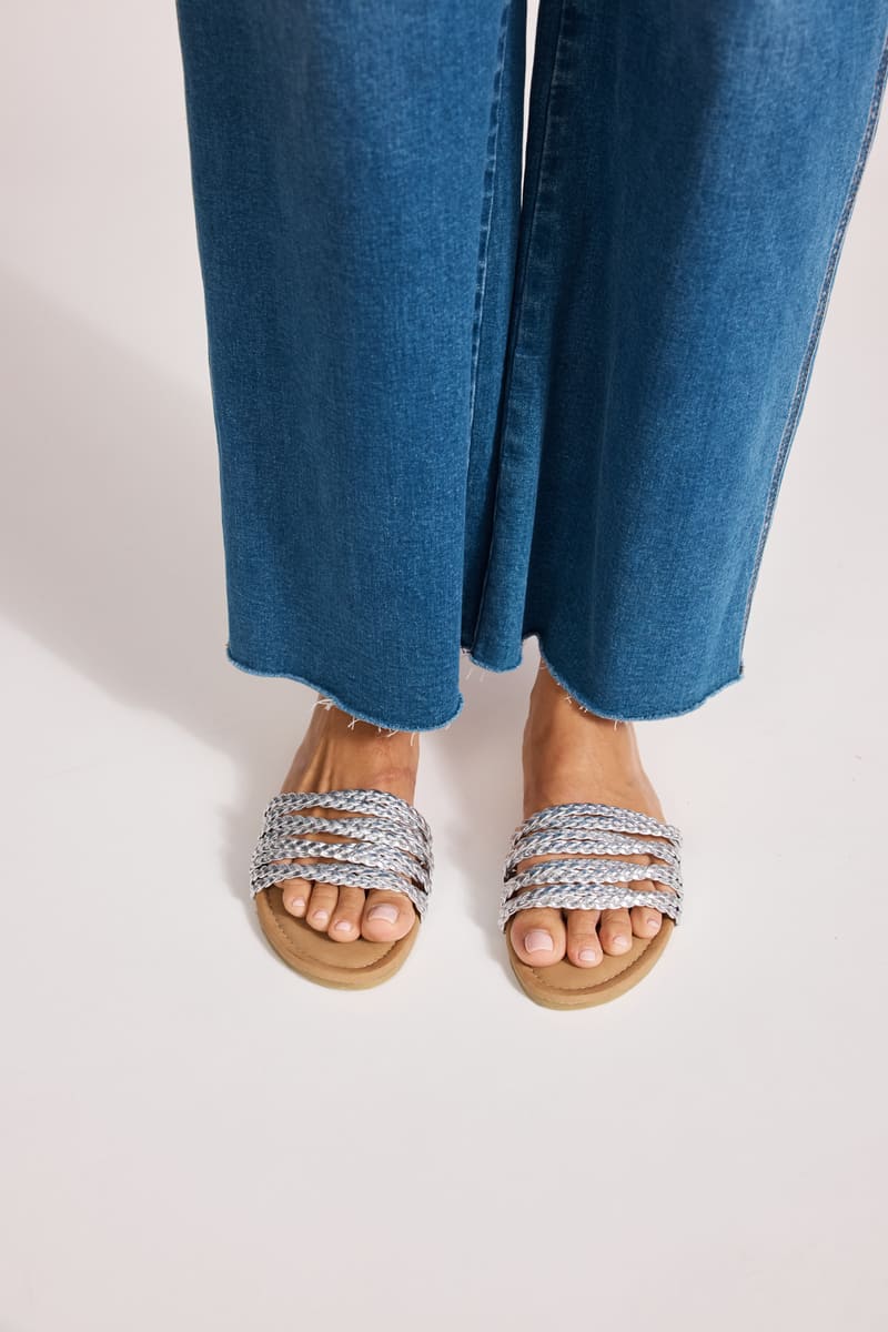 eb&ive Miramar Plaited Sandal Silver