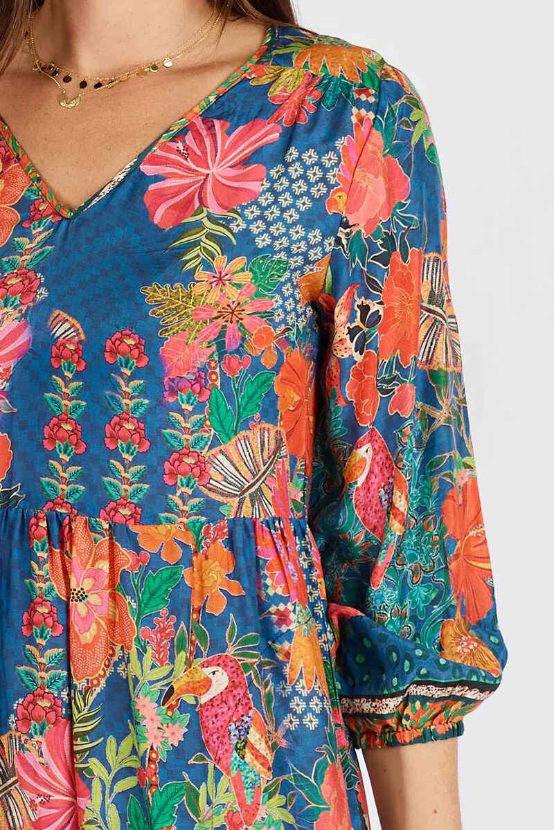 LULA SOUL Eastern Tiered Dress Navy