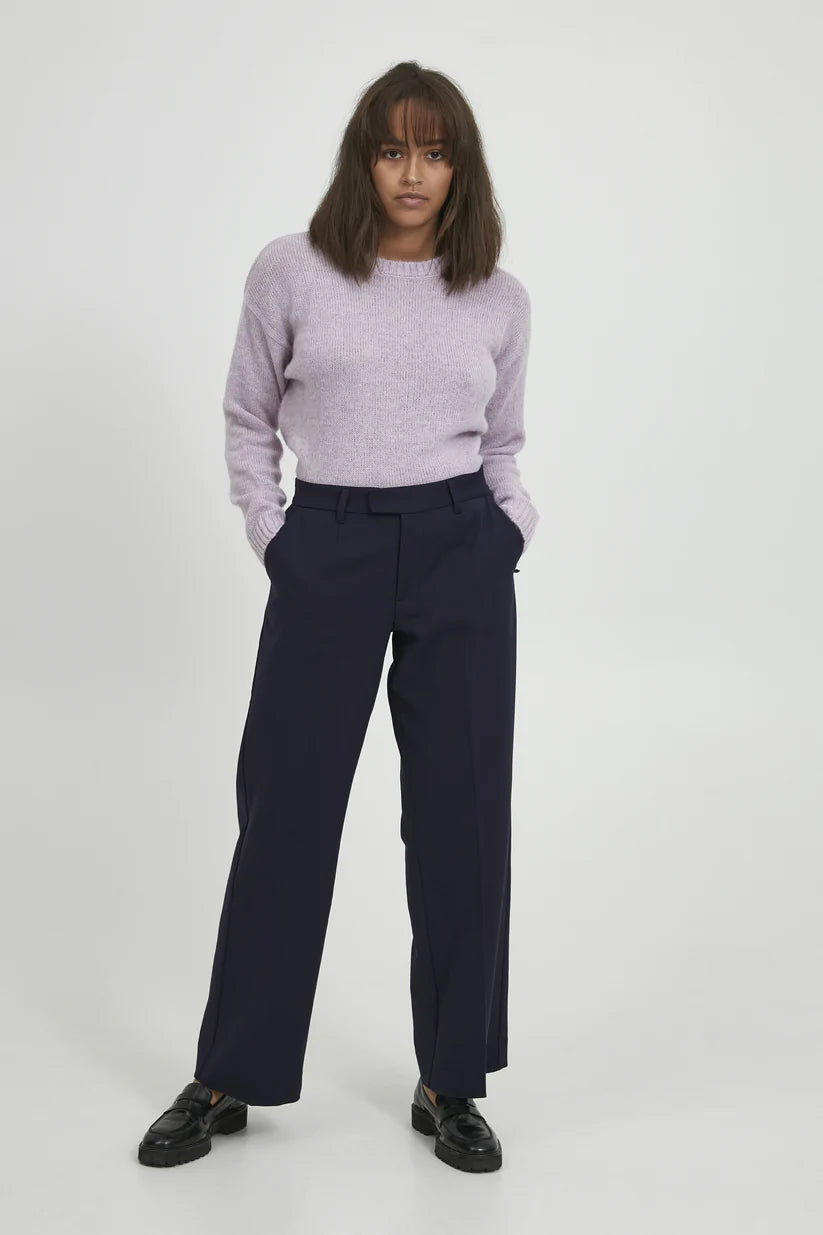 PULZ Bindy Wide Leg Pants Dark Sapphire