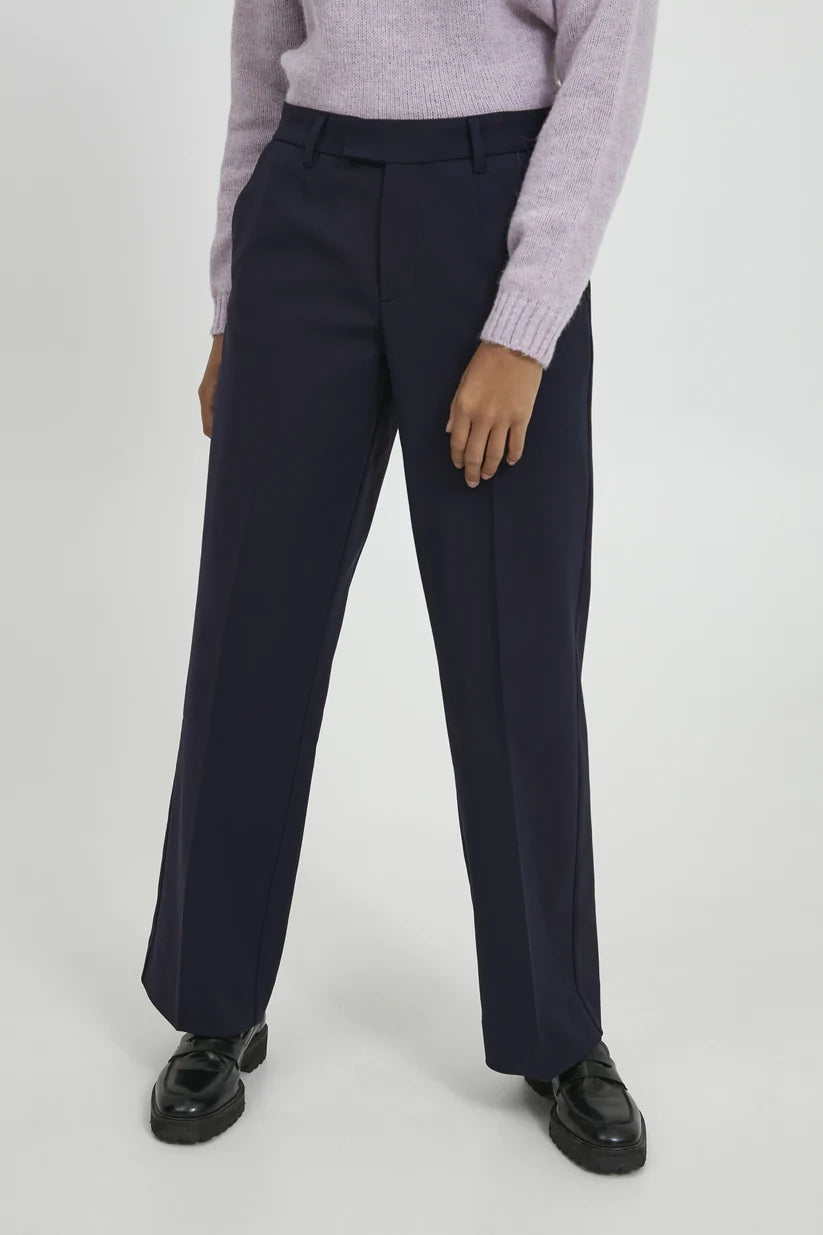 PULZ Bindy Wide Leg Pants Dark Sapphire