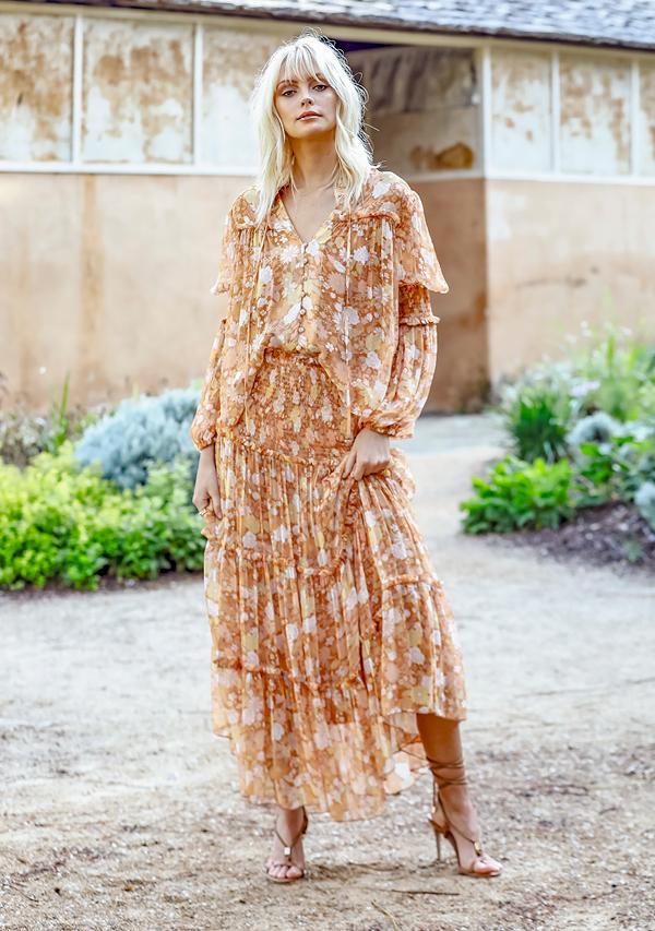MIN OF STYLE Floral Skirt Golden Hour