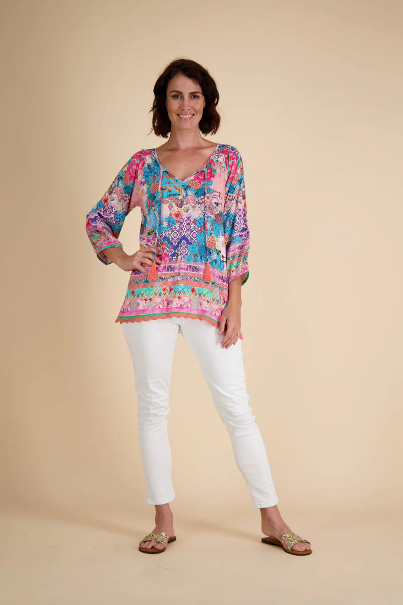 LULALIFE Carrie Blush Tassel Top