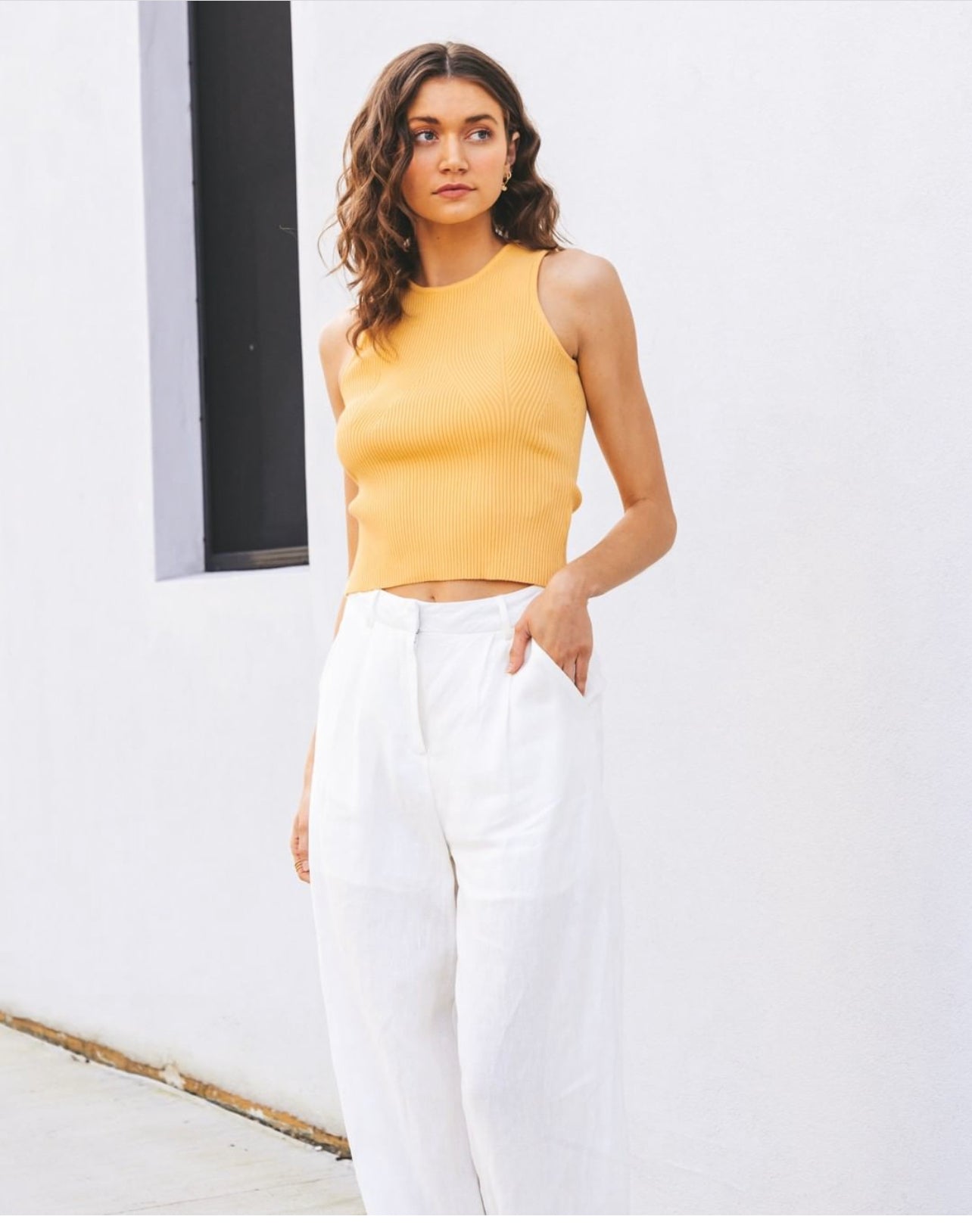 WHITE CLOSET Knit Tank Lemon