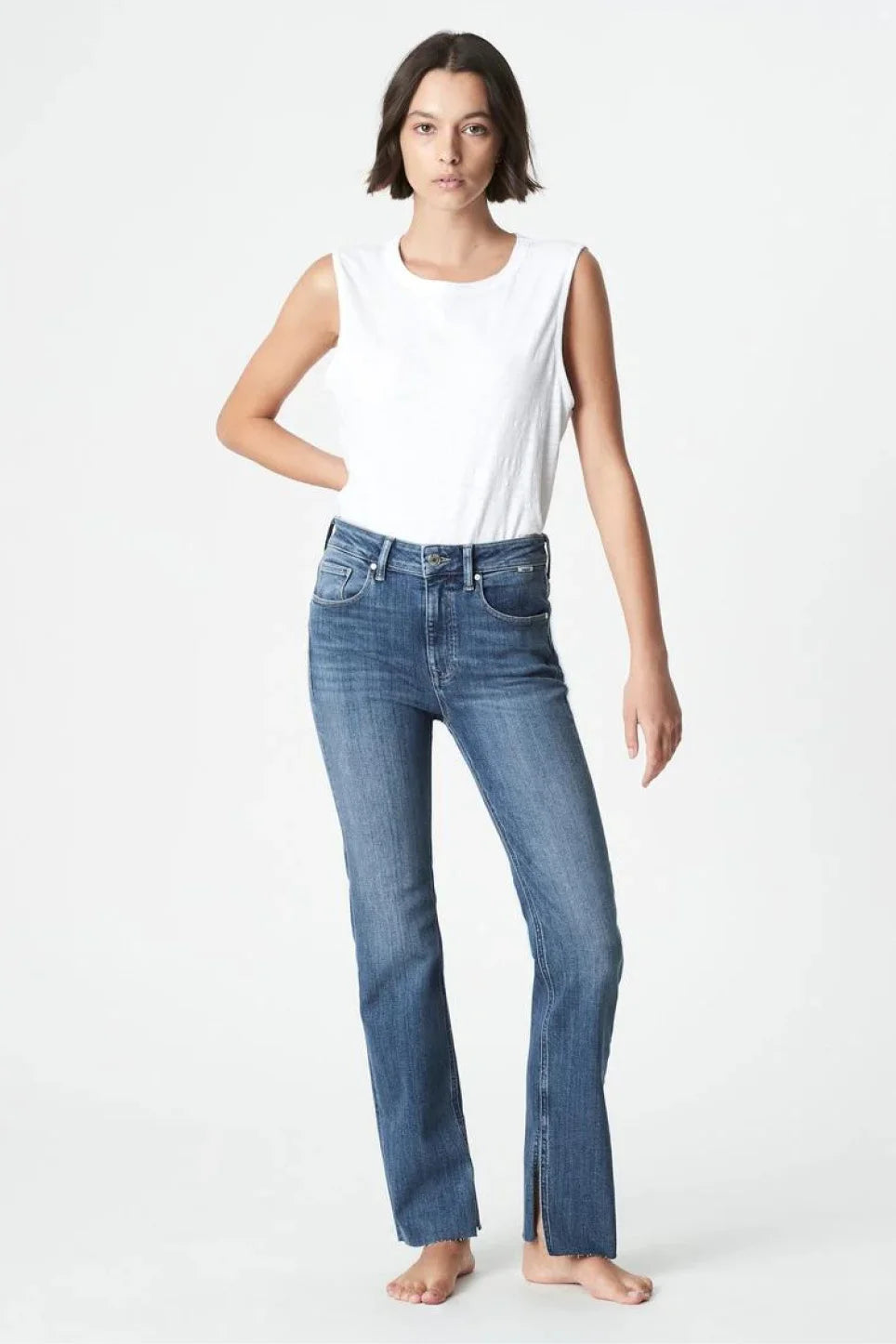 MAVI Maria Slit Flare Jeans MiBl