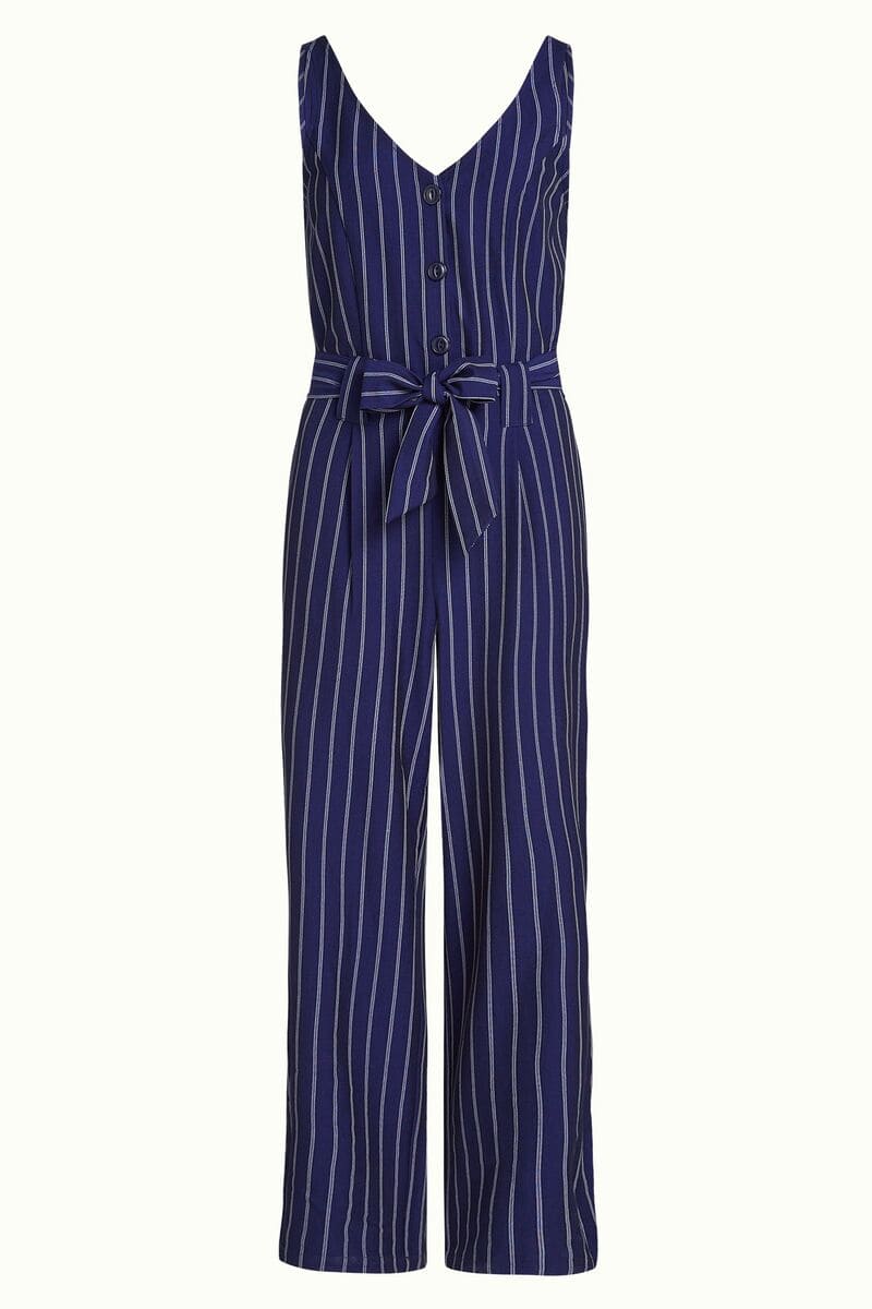 KING LOUIE Fiona Pinstripe Jumpsuit Blue