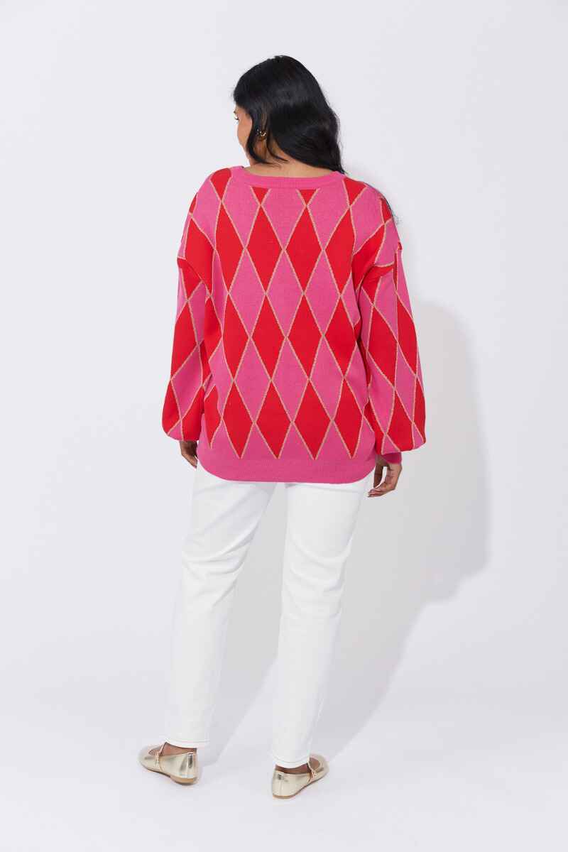HAVEN Casablanca Lurex Jumper ChilliPink