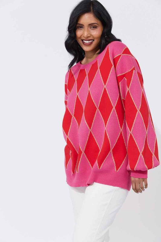 HAVEN Casablanca Lurex Jumper ChilliPink