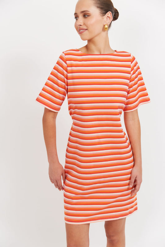 HAVEN Limon Stripe T-Shirt Dress Punch