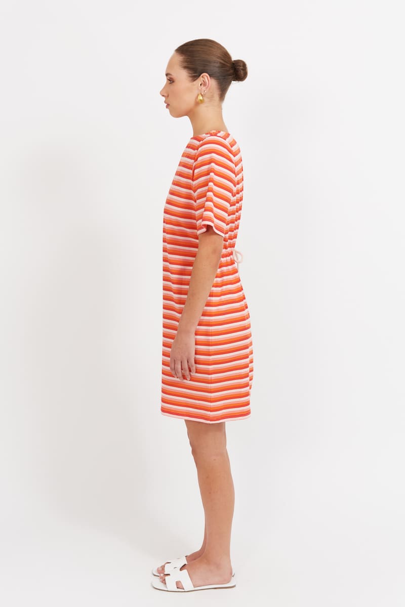 HAVEN Limon Stripe T-Shirt Dress Punch