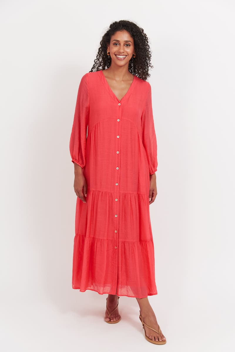 HAVEN Baja Button Maxi Dress Punch