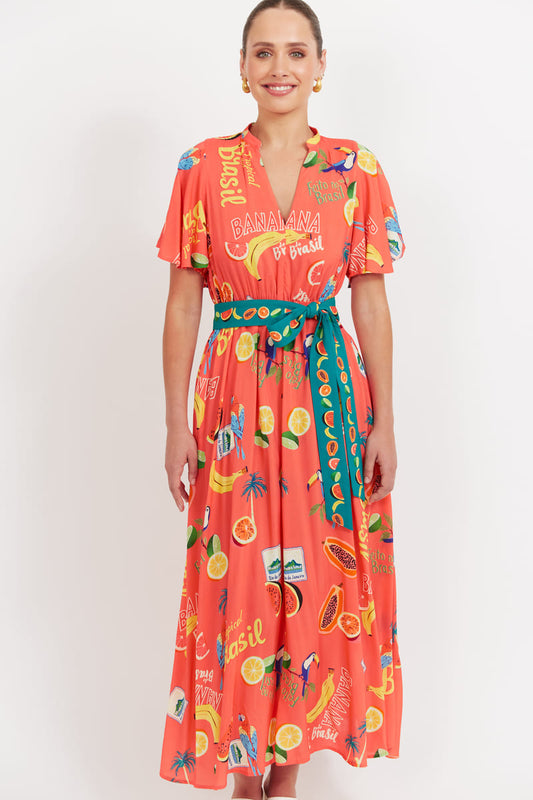 HAVEN Cabana VNeck Maxi Dress BCoral