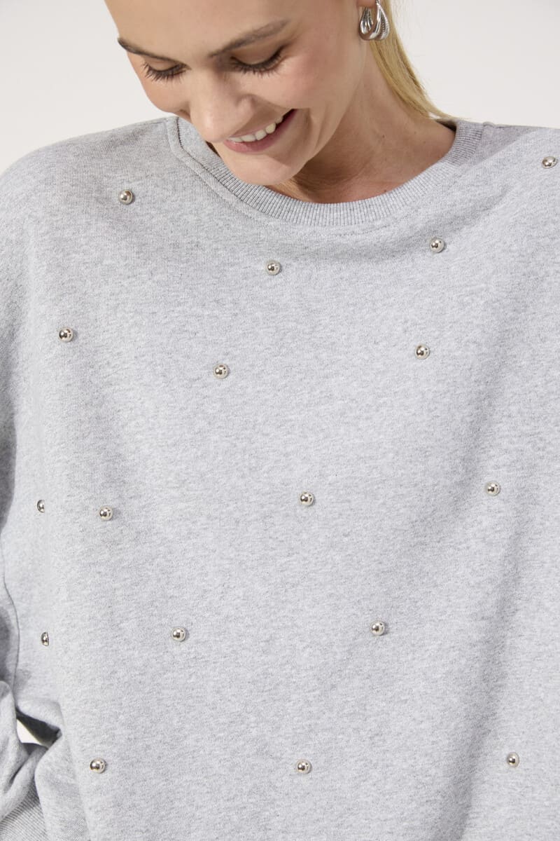 HAVEN Boston Studded Sweatshirt Grey