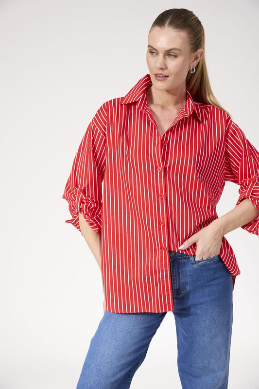 HAVEN Fairbanks Stripe Shirt Red