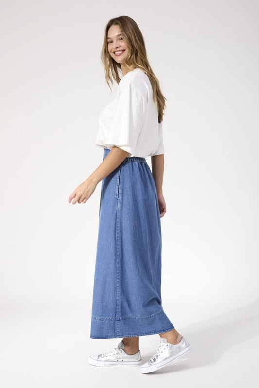 HAVEN Denver Denim Skirt Blue