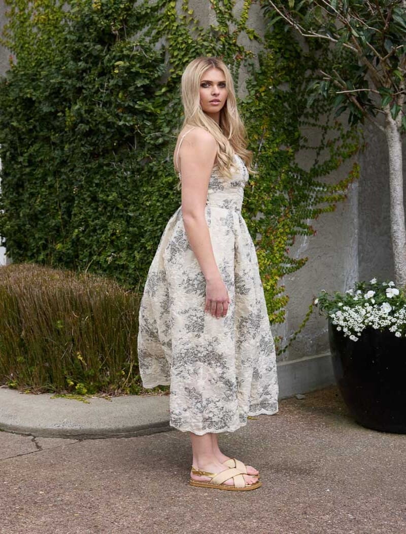 AMAYA Leo Embr Dress BlackCr