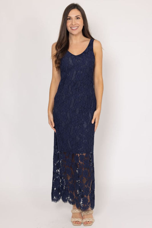 AMAYA Courtney Lace Maxi Dress Navy