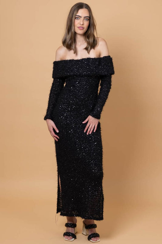 AMAYA Pepe Sequin Dress Black