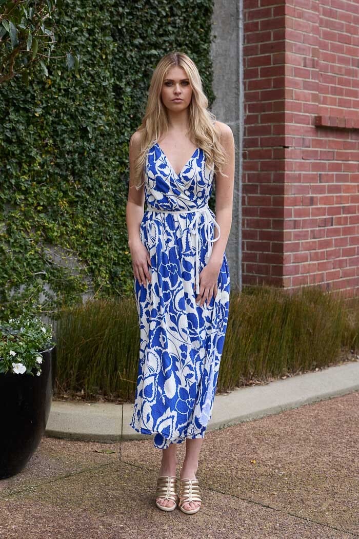 AMAYA Grace Wrap Dress Blue