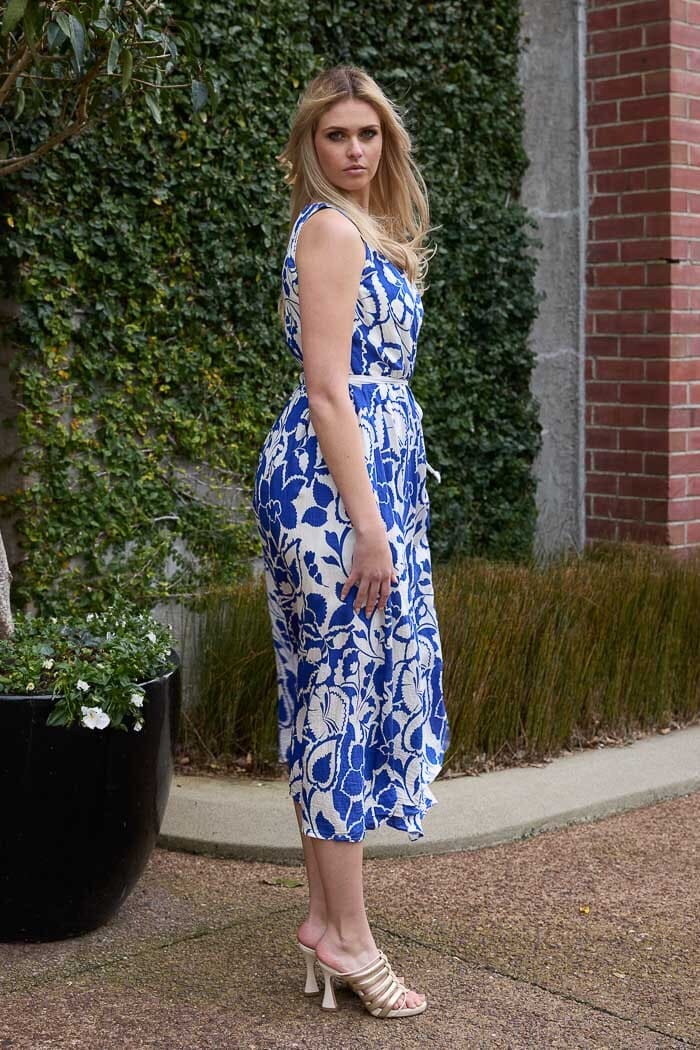AMAYA Grace Wrap Dress Blue