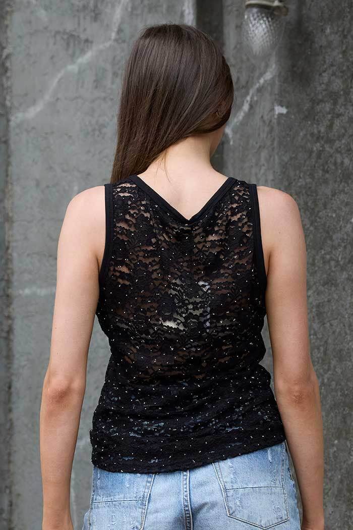 AMAYA Jess Lace Singlet Black