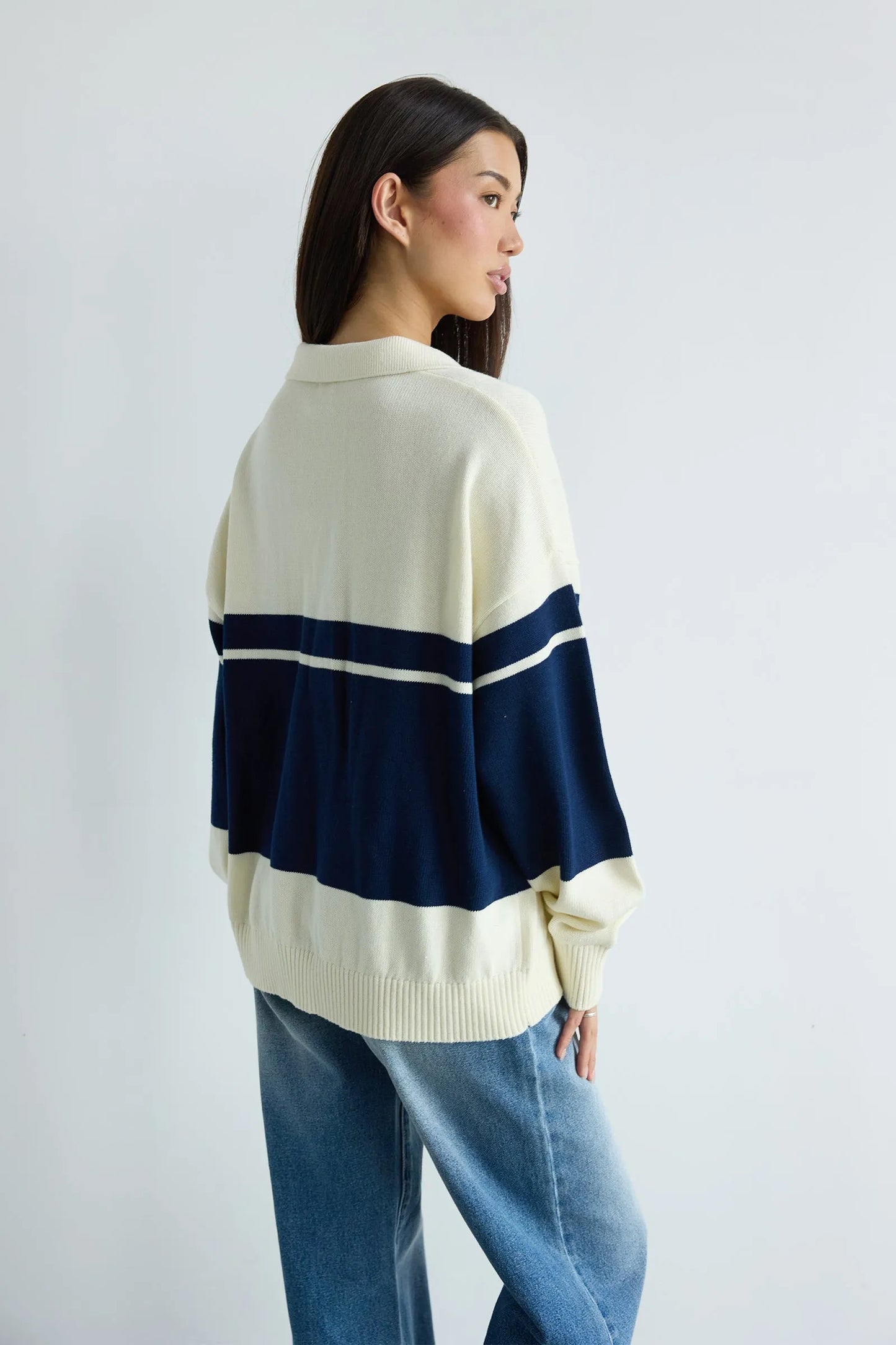 ABRAND 99 Rugby Knit Sweater BlueStripe