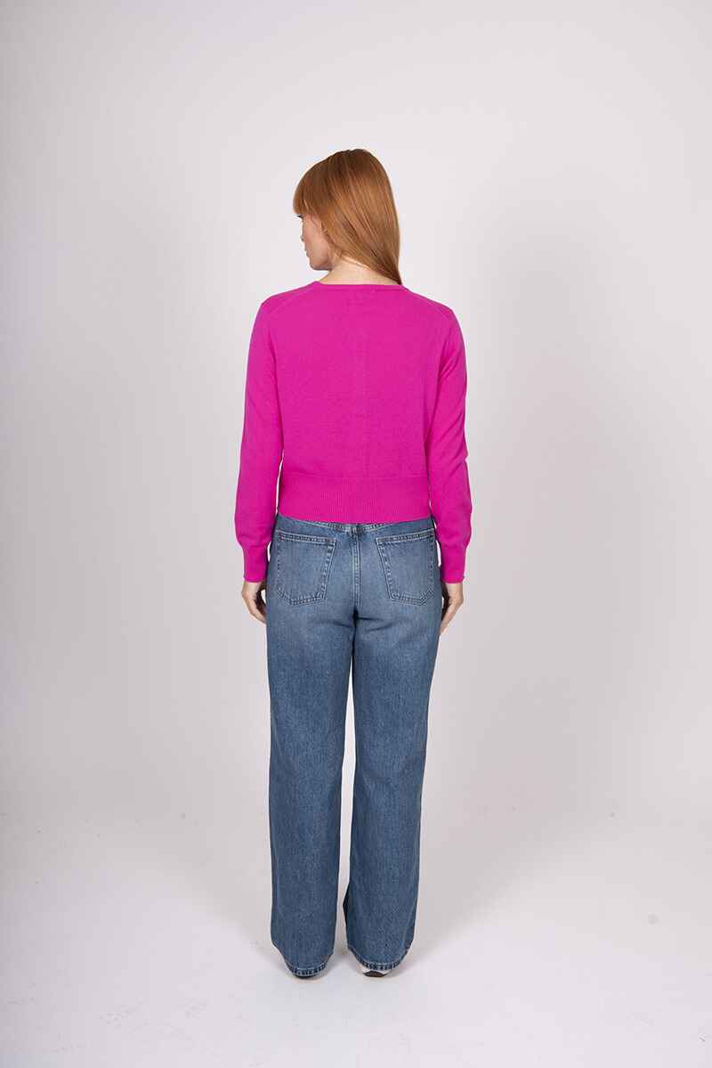 B&L Cropped Cardy Fuchsia