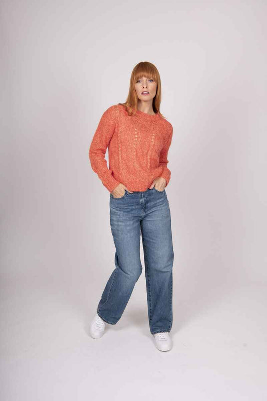 B&L Mohair Cable Pullover Orange
