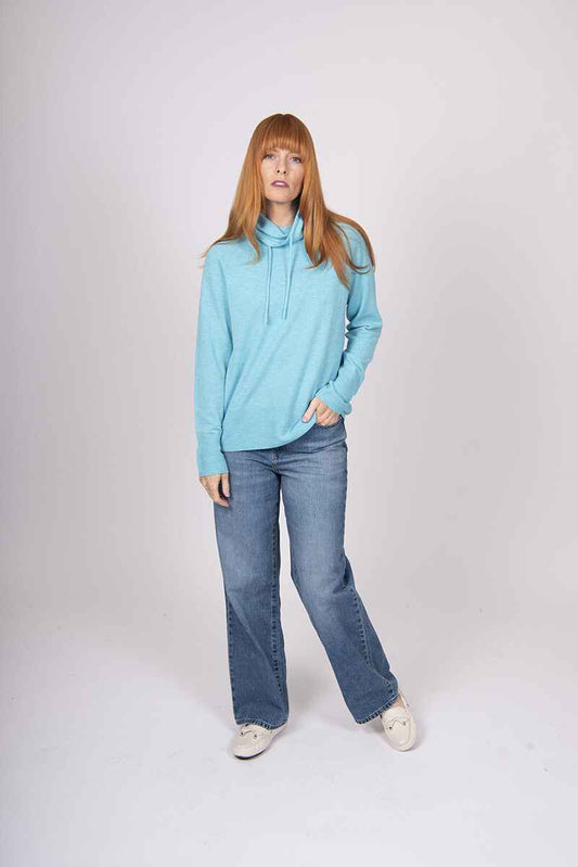 B&L Drawstring Raglan Pullover TiffBlue