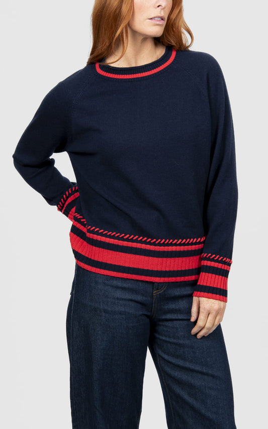 B&L Stripe Raglan Pullover InkCay