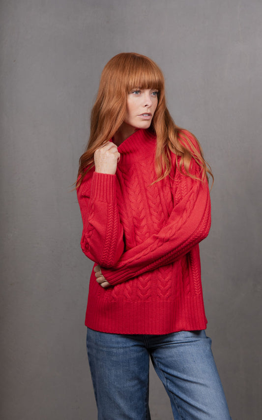 B&L Cable Raglan Pullover Cay