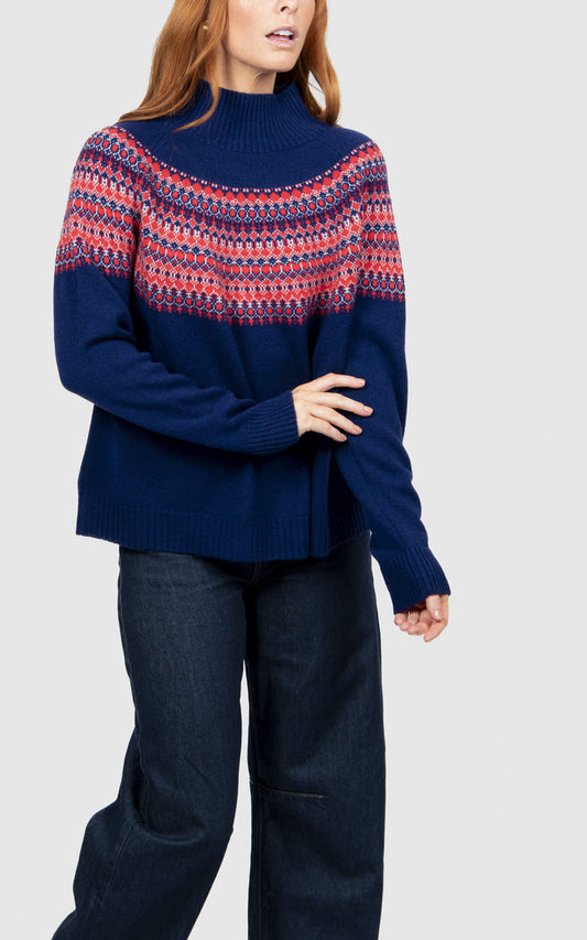 B&L Fair Isle Raglan Pullover CarbonBl