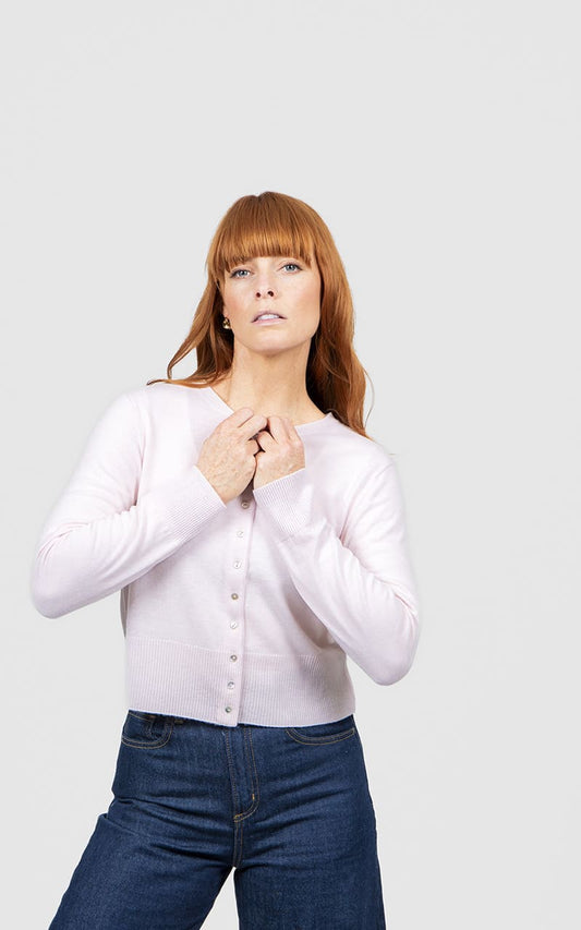 B&L Marnie Cropped Cardy Pale Pink
