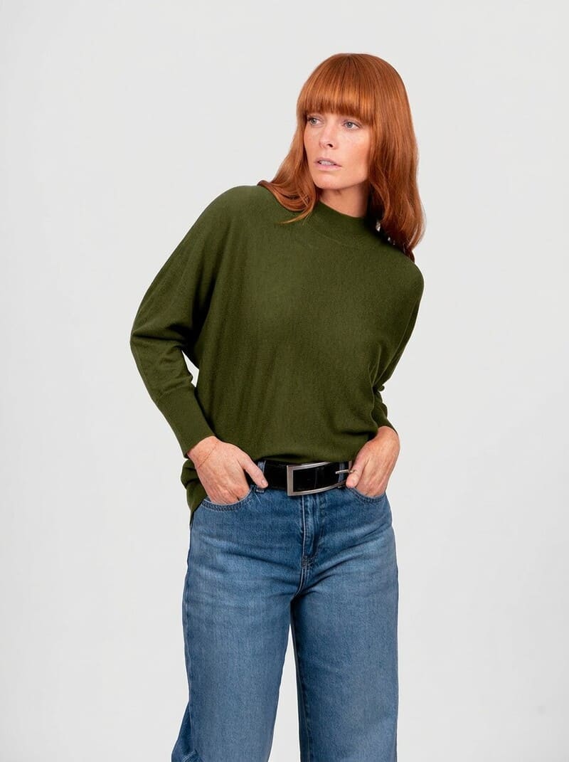 B&L Dolman 3/4Sl Pullover Olive