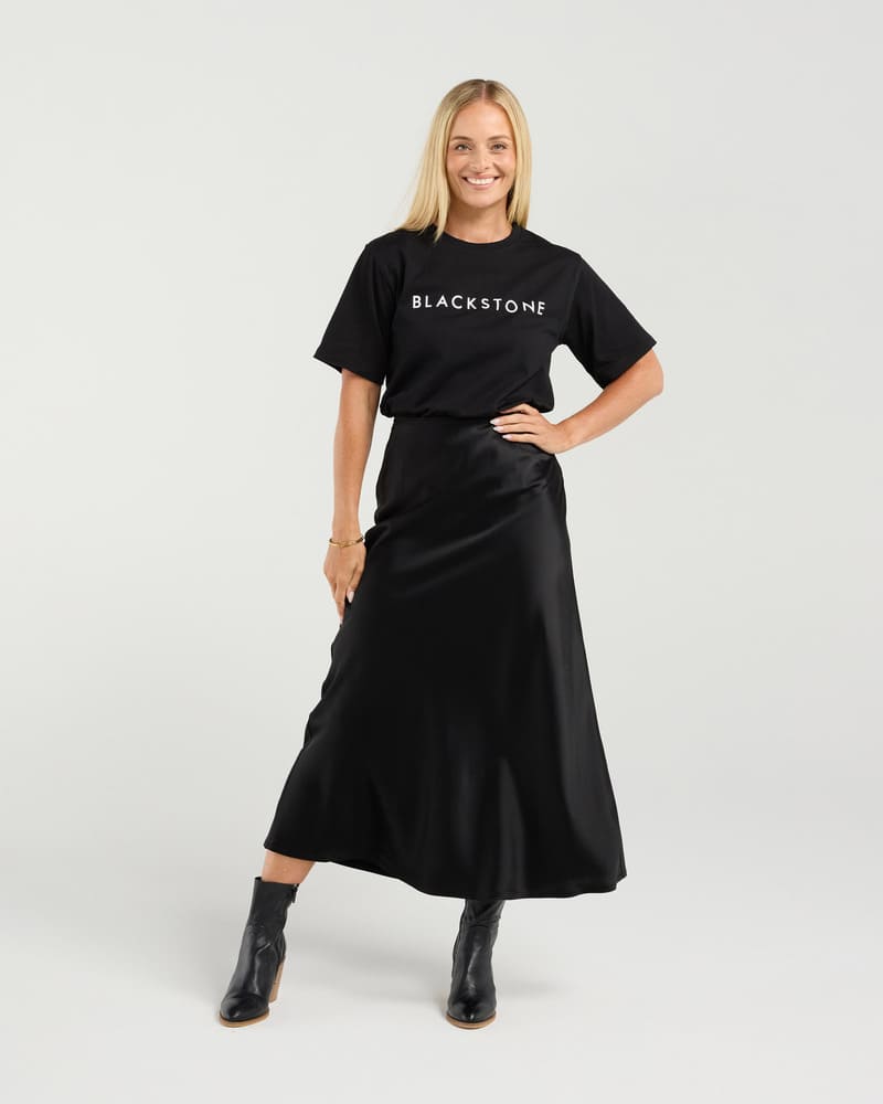 BLACKSTONE Elliana Bias Midi Skirt Black