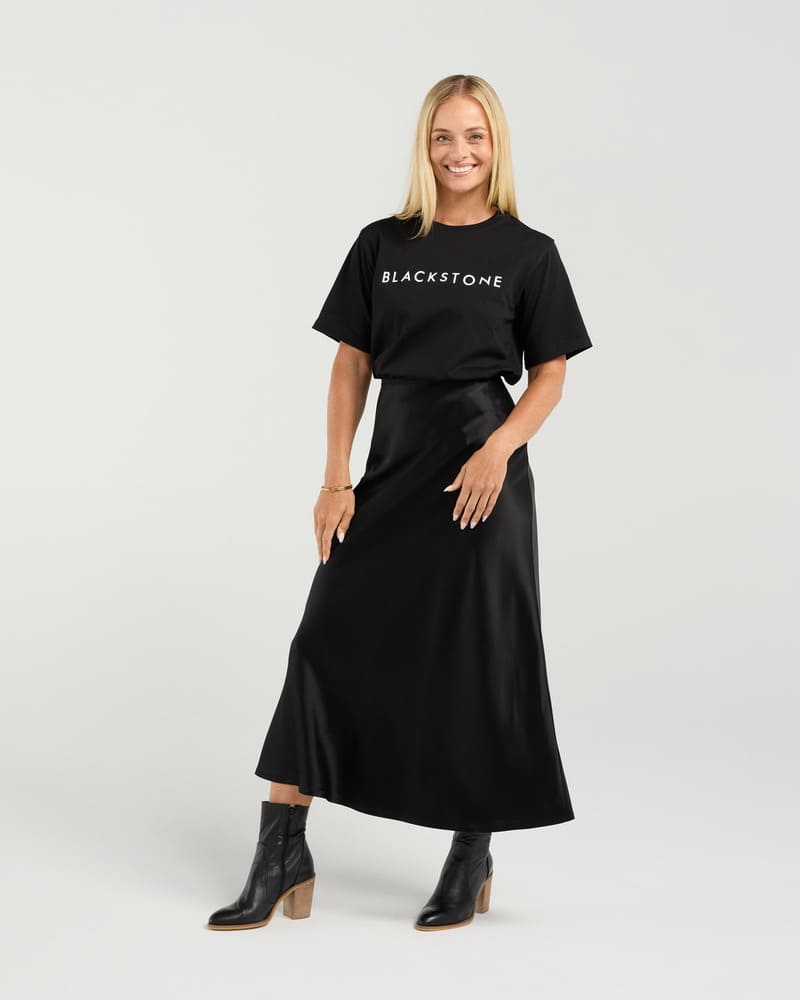 BLACKSTONE Elliana Bias Midi Skirt Black