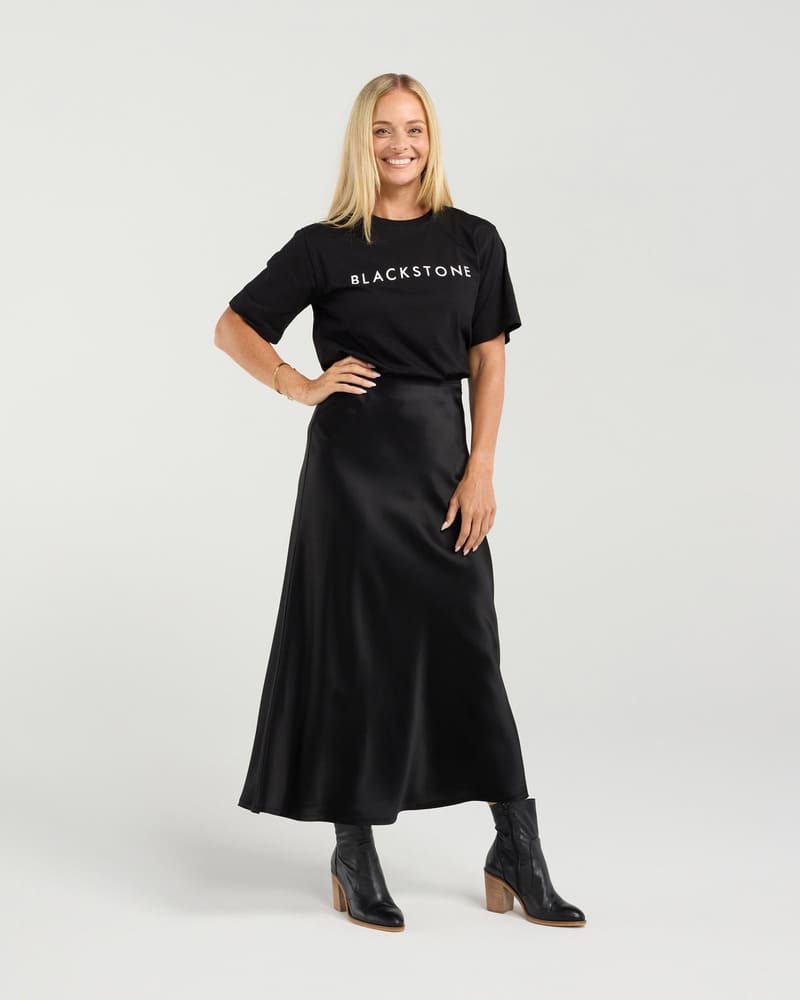 BLACKSTONE Elliana Bias Midi Skirt Black