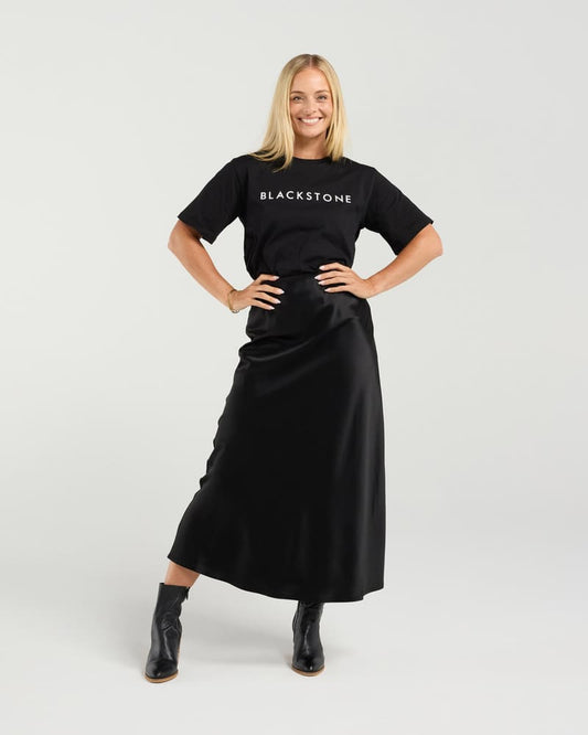 BLACKSTONE Elliana Bias Midi Skirt Black